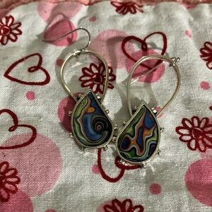 Multicolor Teardrop Earrings with Silver Accents